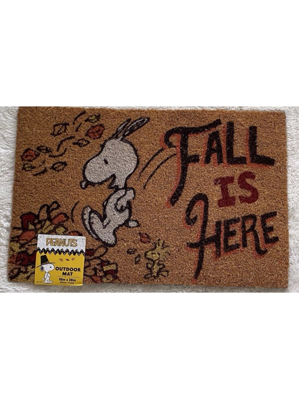 Peanuts Snoopy Woodstock Autumn Leaves Fall Is Here Outdoor Coir Door Mat 18X28”